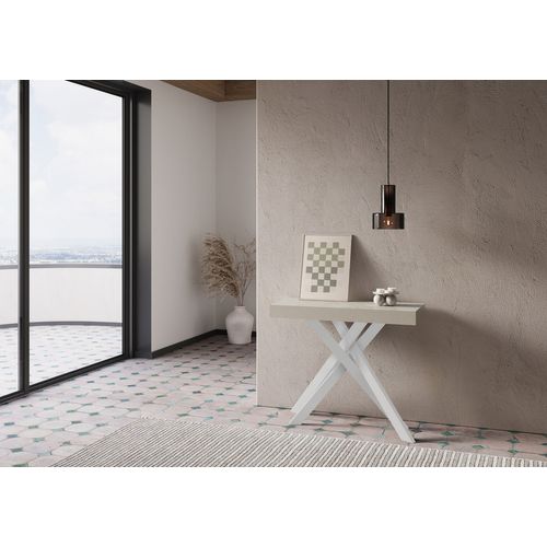 Console Extensible 90x40/300 Cm Krack Cachemire Pieds Blancs