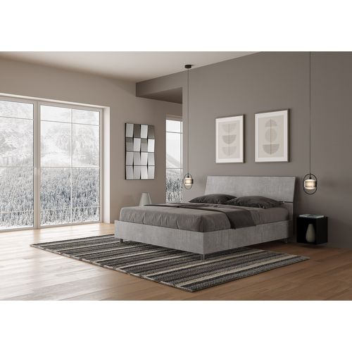 Lit Sans Sommier 160x190 Tête De Lit Inclinée Gris Béton Demas
