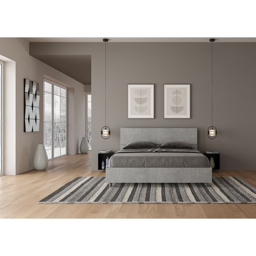 Lit Sans Sommier 160x190 Tête De Lit Inclinée Gris Béton Demas