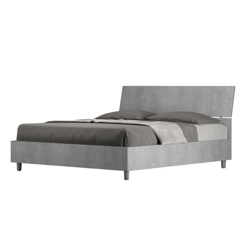 Lit Sans Sommier 160x190 Tête De Lit Inclinée Gris Béton Demas