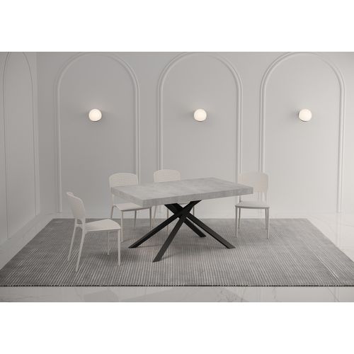 Table Extensible 80x140/224 Cm Karida Gris Béton Pieds Anthracite