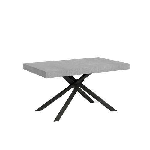 Table Extensible 80x140/224 Cm Karida Gris Béton Pieds Anthracite