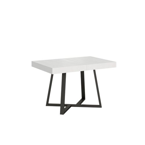 Table Extensible 80x120/204 Cm Zeplir Frêne Blanc Pieds Anthracite