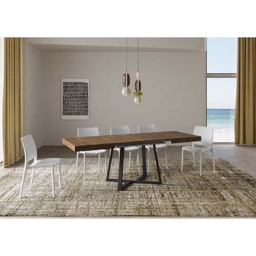 Table Extensible 80x120/204 Cm Zeplir Noyer Pieds Anthracite