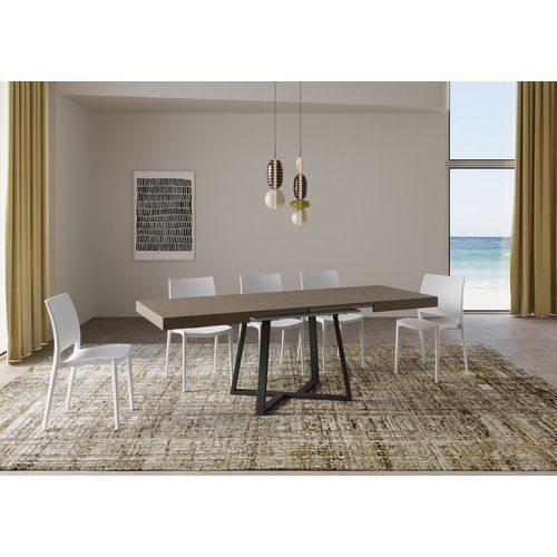 Table Extensible 90x120/224 Cm Zeplir Taupe Pieds Anthracite