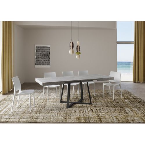 Table Extensible 90x120/224 Cm Zeplir Gris Béton Pieds Anthracite
