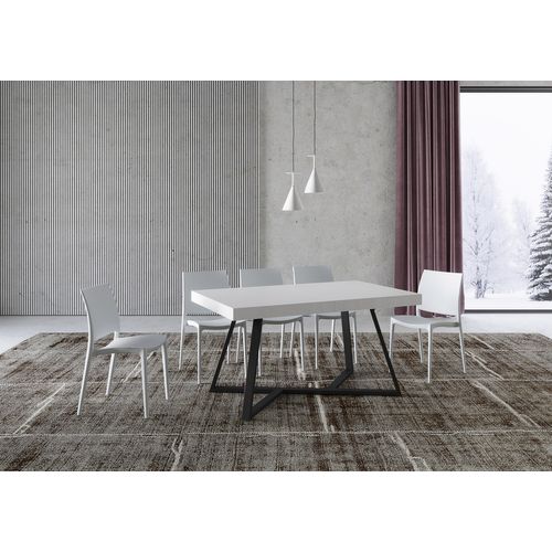 Table Extensible 90x140/244 Cm Booster Frêne Blanc Pieds Anthracite