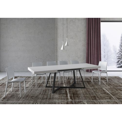 Table Extensible 90x140/244 Cm Booster Frêne Blanc Pieds Anthracite