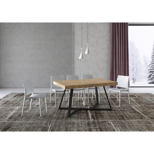Table Extensible 90x140/244 Cm Booster Chêne Nature Pieds Anthracite