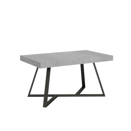 Table Extensible 90x160/264 Cm Booster Gris Béton Pieds Anthracite