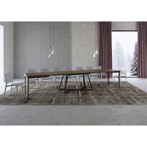 Table Extensible 90x140/400 Cm Booster Noyer Pieds Anthracite