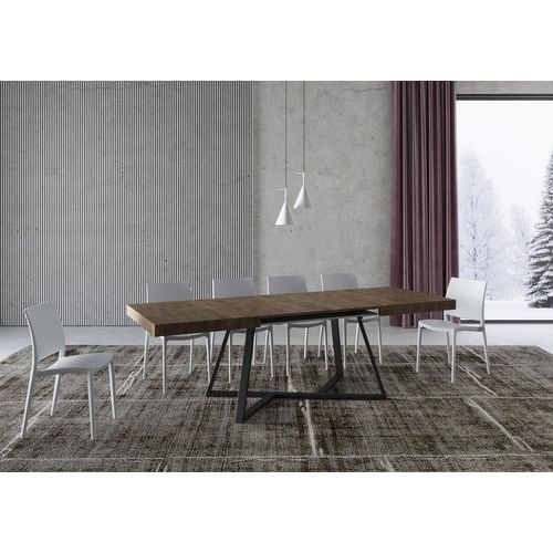 Table Extensible 90x140/400 Cm Booster Noyer Pieds Anthracite