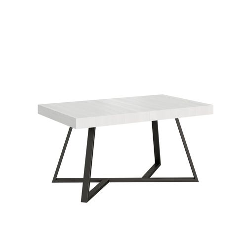 Table Extensible 90x160/420 Cm Booster Frêne Blanc Pieds Anthracite