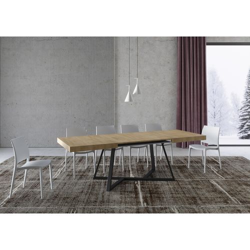 Table Extensible 90x160/420 Cm Booster Chêne Nature Pieds Anthracite