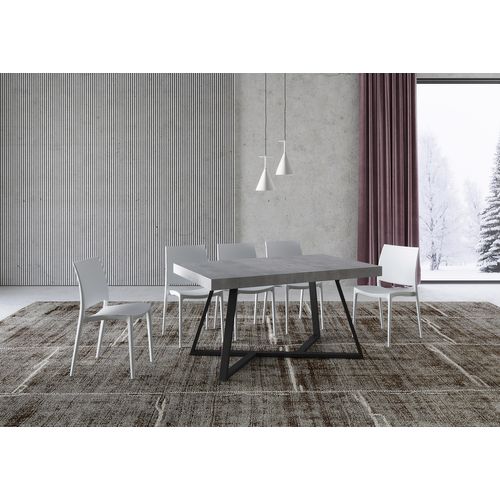 Table Extensible 90x160/420 Cm Booster Gris Béton Pieds Anthracite