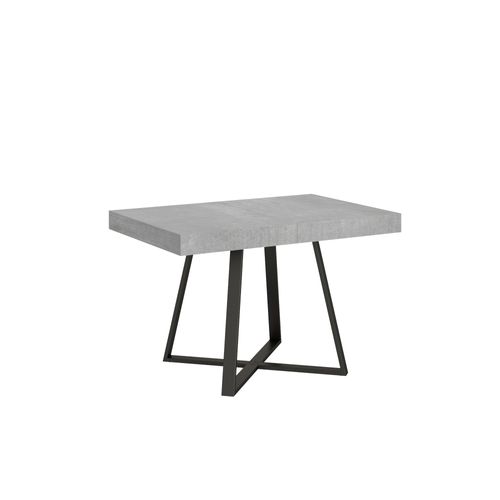 Table Extensible 80x120/204 Cm Abbraccio Gris Béton Pieds Anthracite