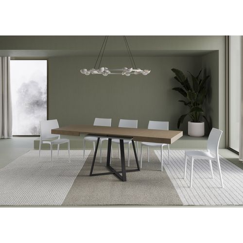 Table Extensible 90x120/224 Cm Abbraccio Taupe Pieds Anthracite