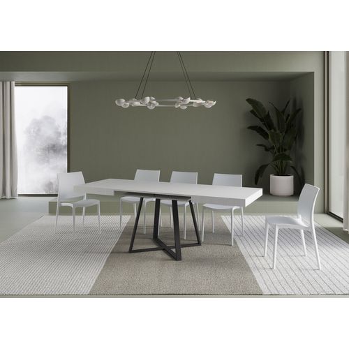 Table Extensible 90x120/224 Cm Abbraccio Frêne Blanc Pieds Anthracite