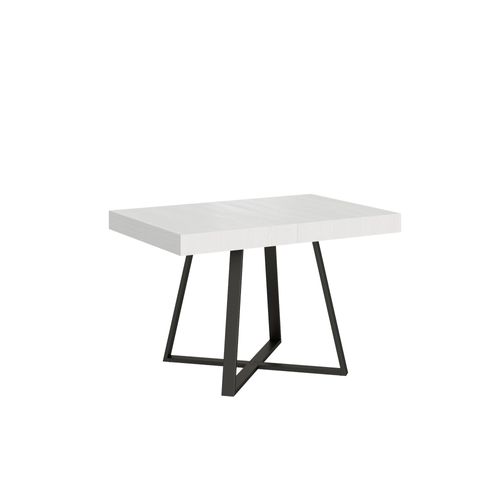 Table Extensible 90x120/224 Cm Abbraccio Frêne Blanc Pieds Anthracite