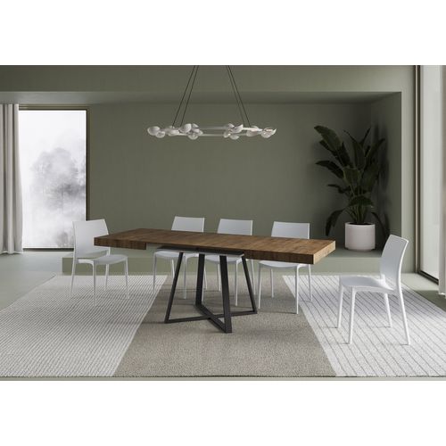 Table Extensible 90x120/224 Cm Abbraccio Noyer Pieds Anthracite