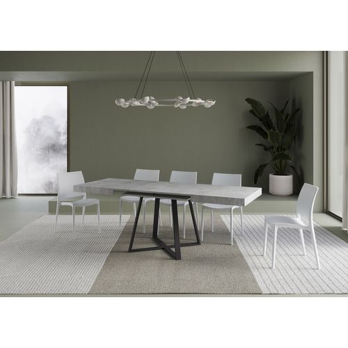 Table Extensible 90x120/224 Cm Abbraccio Gris Béton Pieds Anthracite