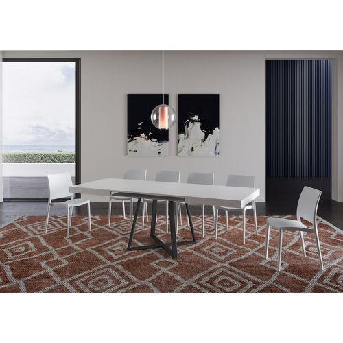 Table Extensible 90x130/234 Cm Abbraccio Frêne Blanc Pieds Anthracite