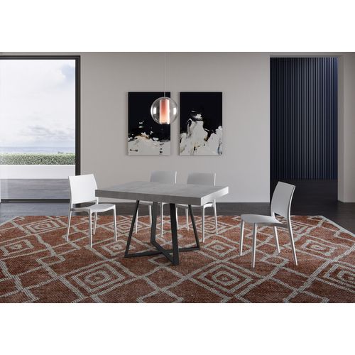 Table Extensible 90x130/234 Cm Abbraccio Gris Béton Pieds Anthracite