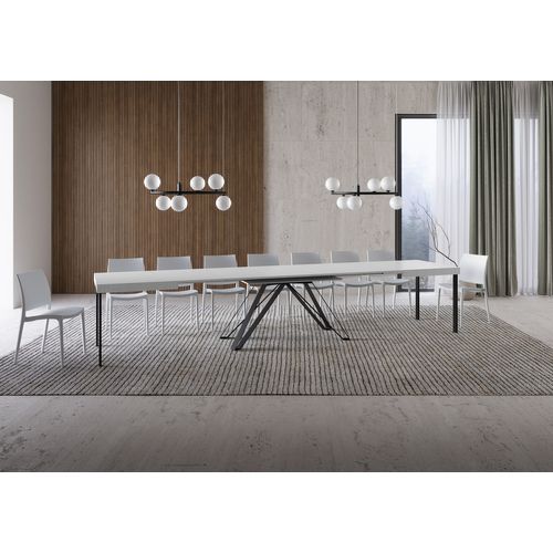 Table Extensible 90x160/420 Cm Terium Frêne Blanc Pieds Anthracite