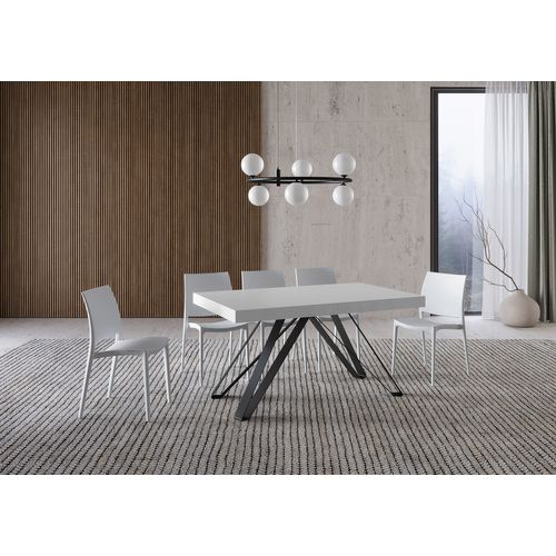 Table Extensible 90x160/420 Cm Terium Frêne Blanc Pieds Anthracite
