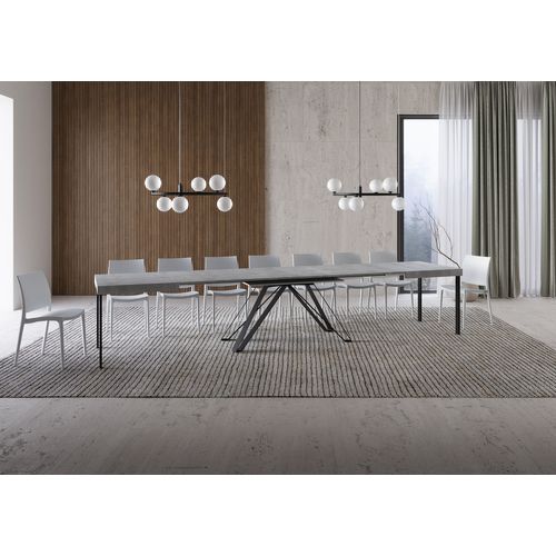 Table Extensible 90x160/420 Cm Terium Gris Béton Pieds Anthracite