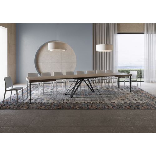 Table Extensible 90x180/440 Cm Terium Taupe Pieds Anthracite