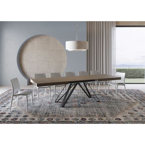 Table Extensible 90x180/440 Cm Terium Taupe Pieds Anthracite