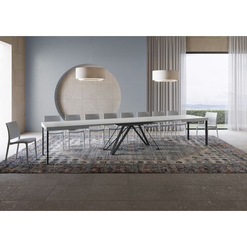 Table Extensible 90x180/440 Cm Terium Frêne Blanc Pieds Anthracite