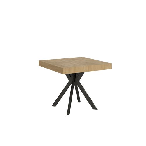 Table Extensible 90x90/194 Cm Dolcezza Chêne Nature Pieds Anthracite