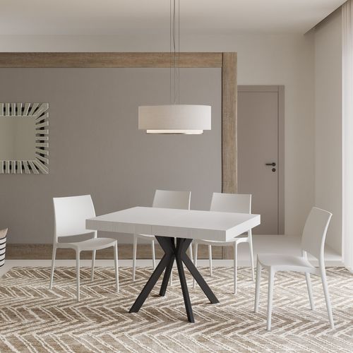 Table Extensible 80x120/204 Cm Dolcezza Frêne Blanc Pieds Anthracite