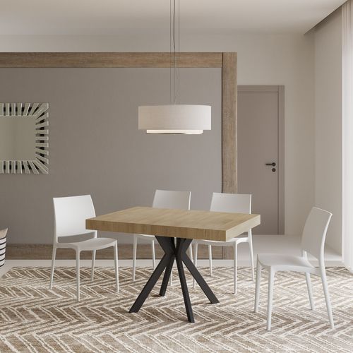 Table Extensible 80x120/204 Cm Dolcezza Chêne Nature Pieds Anthracite