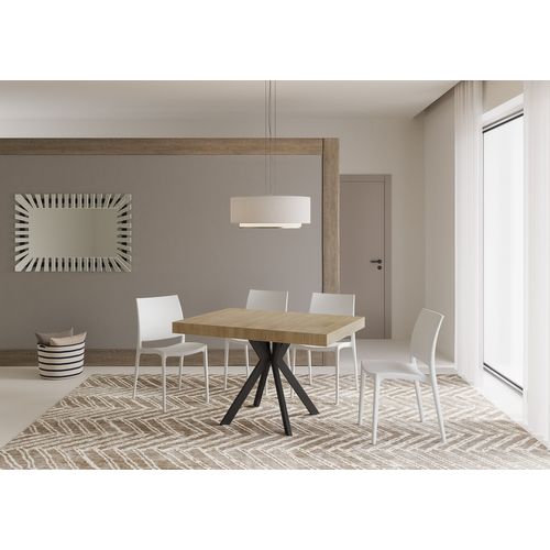 Table Extensible 80x120/204 Cm Dolcezza Chêne Nature Pieds Anthracite