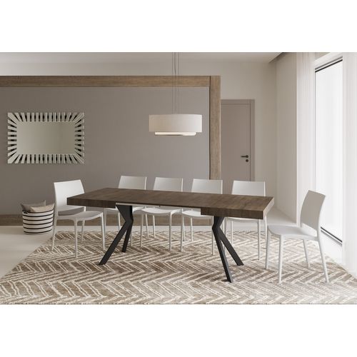 Table Extensible 80x120/204 Cm Dolcezza Noyer Pieds Anthracite