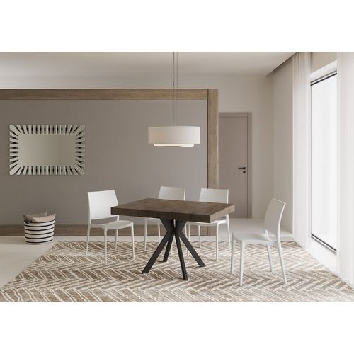 Table Extensible 80x120/204 Cm Dolcezza Noyer Pieds Anthracite