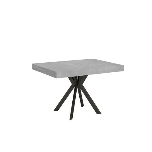 Table Extensible 80x120/204 Cm Dolcezza Gris Béton Pieds Anthracite