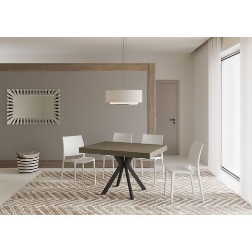 Table Extensible 90x120/224 Cm Dolcezza Taupe Pieds Anthracite