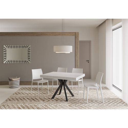 Table Extensible 90x120/224 Cm Dolcezza Frêne Blanc Pieds Anthracite