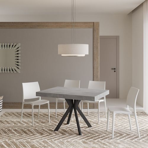Table Extensible 90x120/224 Cm Dolcezza Gris Béton Pieds Anthracite
