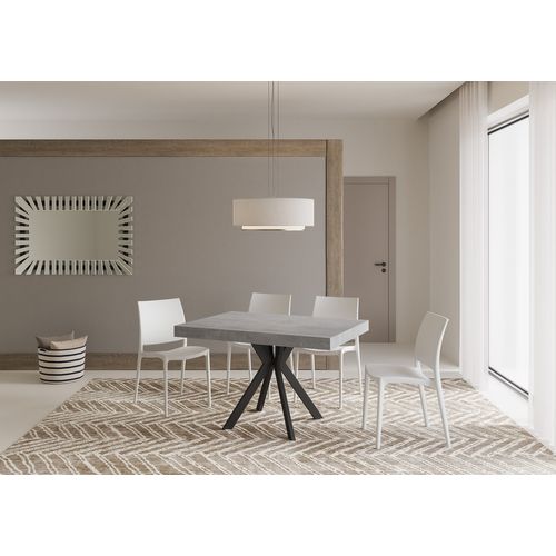 Table Extensible 90x120/224 Cm Dolcezza Gris Béton Pieds Anthracite