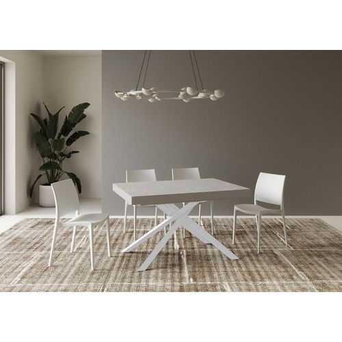 Table Extensible 80x120/204 Cm Karida Cachemire Pieds Blancs