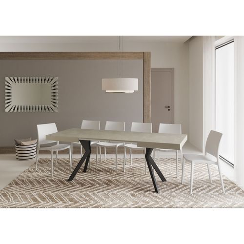 Table Extensible 80x120/204 Cm Dolcezza Cachemire Pieds Anthracite