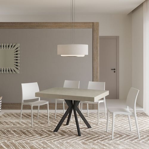 Table Extensible 80x120/204 Cm Dolcezza Cachemire Pieds Anthracite