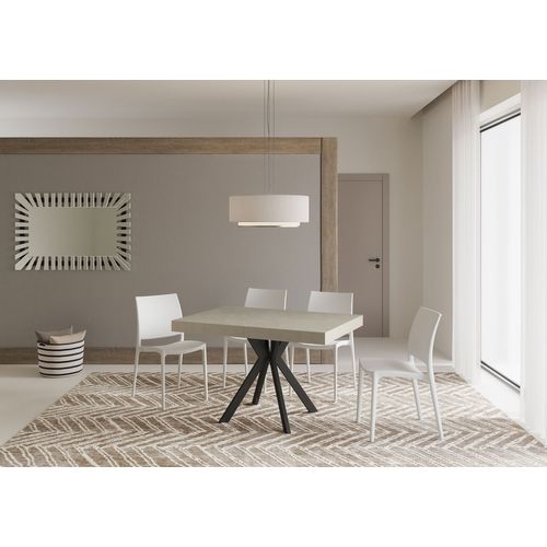 Table Extensible 80x120/204 Cm Dolcezza Cachemire Pieds Anthracite