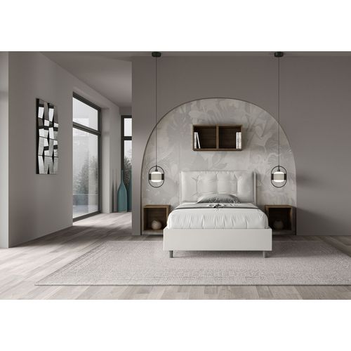 Lit 1 Place Et Demi Sans Sommier Rembourré 120x190 Similicuir Blanc Annalisa Large
