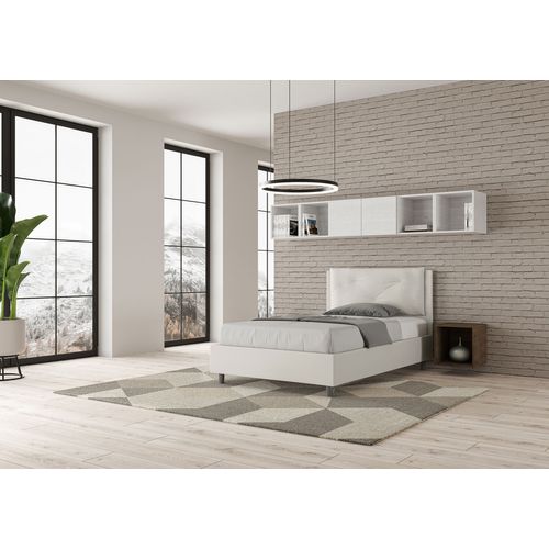 Lit 1 Place Et Demi Avec Sommier Rembourré 120x190 Similicuir Blanc Appia Large